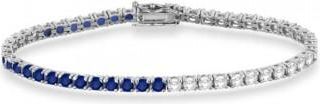 Allurez Lab Grown Diamond & Blue Sapphire Eternity Tennis Bracelet 14K White Gold (5.00ct)