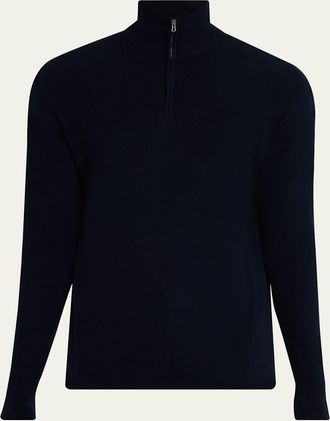 Sease Mens Waffle Knit Half-Zip Pullover
