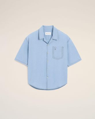 Ami Blue boxy cotton short-sleeve shirt with Ami de Coeur Blue - 36 - for Men