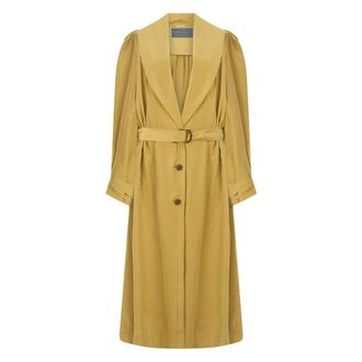 Alberta Ferretti Elegant Jas met Verstelbare Riem - Dames - Jas met riem - Beige - XL - Leer - Jassen
