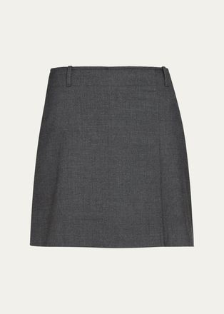 Theory Pleated Wool-Blend Mini Skirt