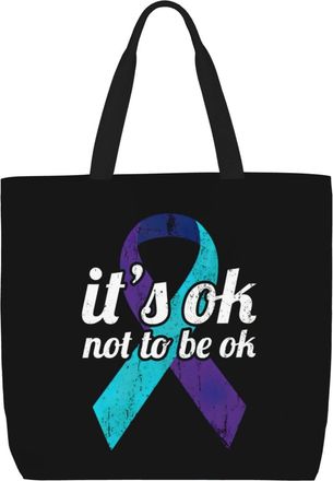 Generic Women Handbag Suicide Prevention Awareness Travel Tote Bag Folding Casual Shopping Bags, For Christmas, Graduation, Wedding, Work, School