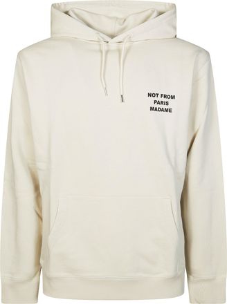 Dr&ocirc;le de Monsieur Relaxed Fit Crewneck Hooded Sweatshirt with Bold Slogan
