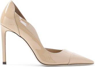 Jimmy Choo London Chain Beige Patent Leather Brigitte 100 Pumps-Donna