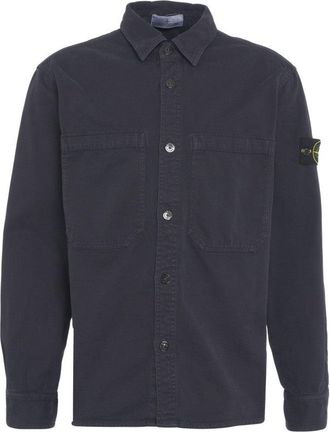 Stone Island Button-Up Cotton Overshirt With Logo Detail