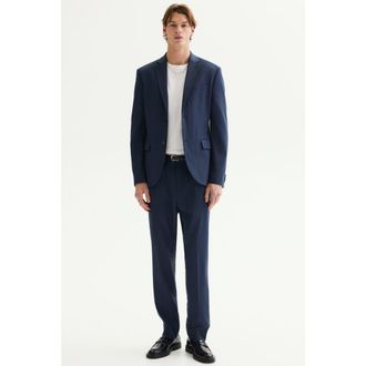 H&M Slim Fit Suit Trousers in Dark Blue at Nordstrom, Size 34