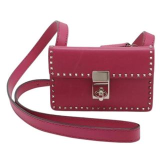 Valentino Pre-owned Rockstud Lederen Schoudertas Portemonnee - Dames - Pre-owned - Roze - Maat: ONE Size Leer