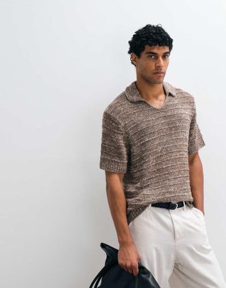 Abercrombie & Fitch Polo a maniche corte in maglia marrone