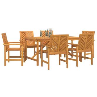 Berkfield Home Modern 6 Piece Garden Dining Set Solid Wood Acacia in Brown