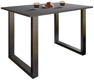 ebuy24 Mesa De Madera Vcm Al. 76 X An. 110 X P. 50 Cm Base S&oacute;lida Y De Alta Calidad Pies De Hierro Mesa De Cocina - Xona U (negro / Antracita)
