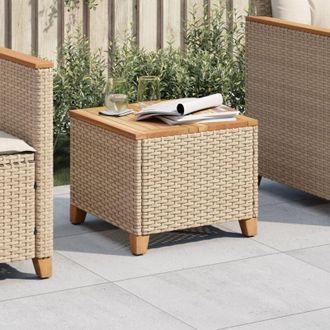 vidaXL vidaXL Tavolo da Giardino Beige 45x45x37 cm Polyrattan e Legno Acacia