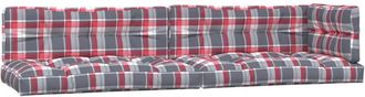 vidaXL Cojines Para Sof&aacute; De Palets 5 Unidades Tela A Cuadros Rojos Vidaxl