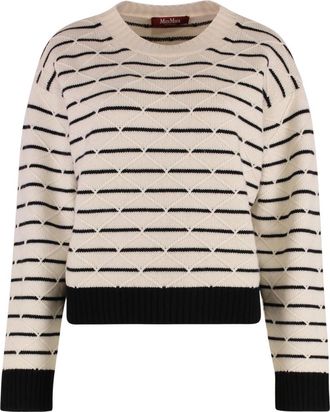 Max Mara Gettone wollen kasjmier trui - Dames - Ronde hals truien - Wit - L - Wol - Truien & Vesten