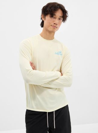 Salty Crew Mens Buttery yellow long-sleeve rashguard Tee Shirt