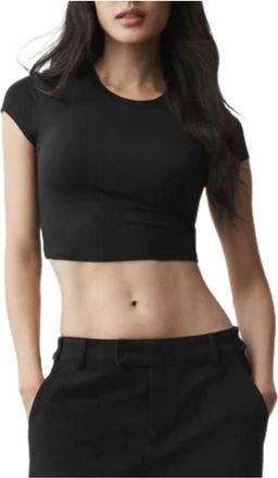 Alo (WMNS) ALO Alosoft Crop Finesse T-Shirt Black W1406R-651455006