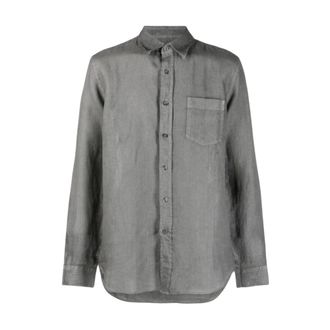 120% Lino Grey Linen Long-Sleeve Shirt - male - 120% Lino - Casual Shirts - Gray - 3XL - Shirts