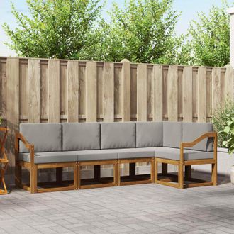 vidaXL Vidaxl Set Di Divani Da Esterno 5 Pz Grigio Naturale E Chiaro