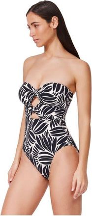 Gottex Comeback Cut Out Bandeau One Piece in Black-White at Nordstrom, Size 10