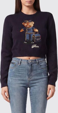 Philipp Plein Maglia girocollo slim fit in cotone con stampa Teddy Bear jacquard