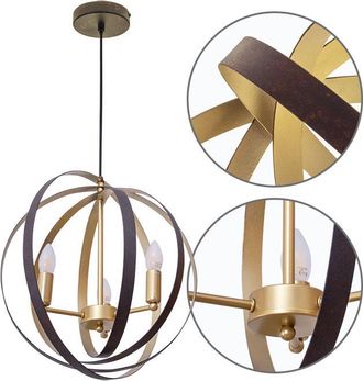 Fabrilamp Lampara Colgante Isa 3xe14 Marron/dorado De Fabrilamp