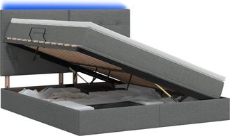 vidaXL Cama De Almacenamiento Led Con Colch&oacute;n Gris Oscuro 140 X 200 Cm Vidaxl