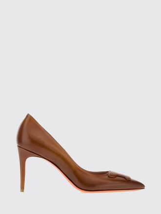 Santoni D&eacute;collet&eacute; in pelle liscia con tacco alto a stiletto e placca logata