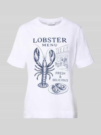 Rich & Royal T-Shirt mit Motiv-Print und Rundhalsausschnitt in Offwhite, Gr&ouml;&szlig;e XL