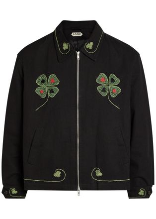 Bode Lucky Draw Embroidered Twill Jacket - Black - XL