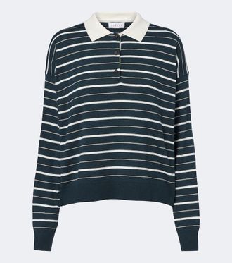 Velvet Kaelin striped cotton and cashmere polo sweater