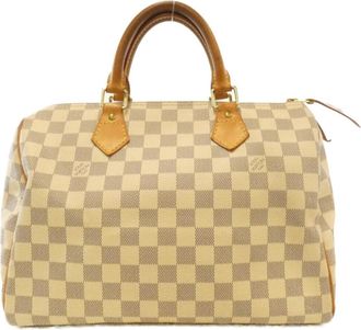 Louis Vuitton Azur Beige White Coated Canvas Boston Bag (Pre-Owned)