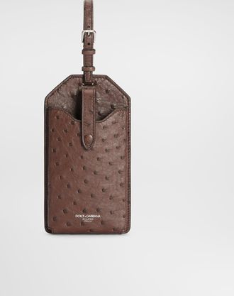 Dolce & Gabbana Ostrich Leather Eyewear Case - Man Wallets And Small Leather Goods Brown Onesize