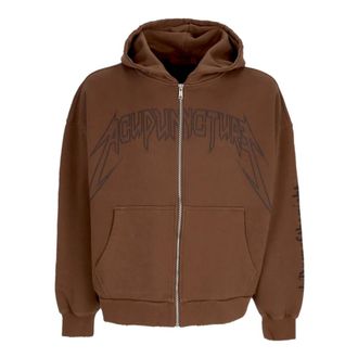 Acupuncture Acupuncture - Punker Zip Hoodie - Heren - Sweatshirts & Hoodies - Bruin - Maat: L Katoen