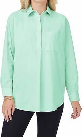 Foxcroft Lacey Long Sleeve Shirt In Sea Mist