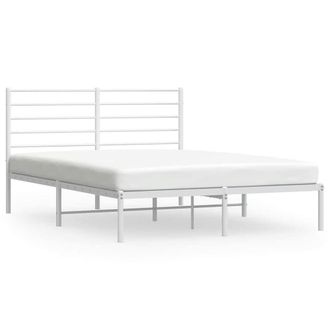 Berkfield Home Metal Bed Frame with Headboard White 120x190 cm Small Double