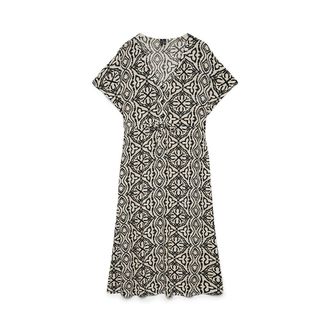 Vero Moda Bedrukte, lange jurk met korte mouwen en ceintuur