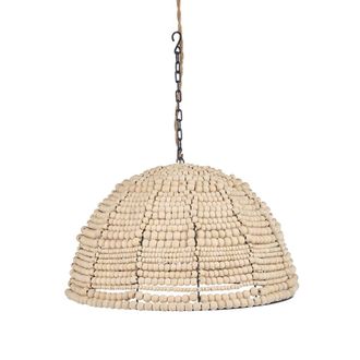 Bazar Bizar L&aacute;mpara colgante de madera y hierro en marr&oacute;n 48x48x27 cm