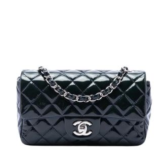 Chanel Pre-owned Quilted Patent Leather Crossbody Bag - Dames - Pre-owned - Groen - Maat: ONE Size Leer