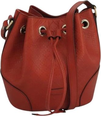Gucci Pre-owned Leren Bucket Bag - Dames - Vintage Tas - Oranje - ONE Size - Leer - Vintage