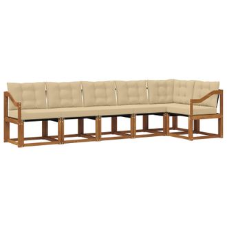 vidaXL Conjunto De Sof&aacute;s De Exterior Con Coj&iacute;n 6 Pcs Natural Y Beige Vidaxl