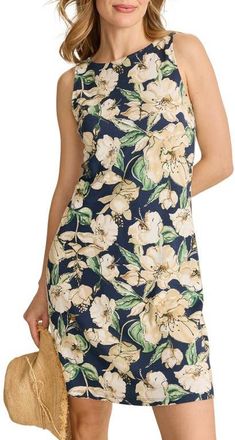 Tommy Bahama Darcy Floral Print Sleeveless Minidress in Coastline at Nordstrom, Size X-Small