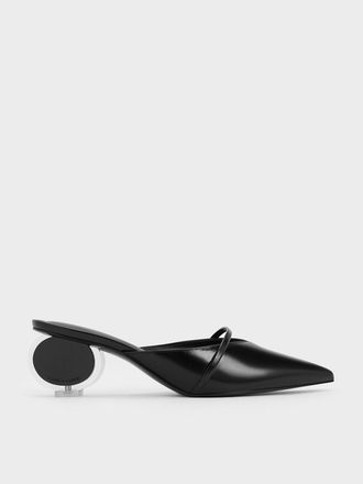 Charles & Keith Crinkle-Effect Sculptural-Heel Pointed-Toe Mules