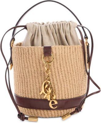 Chlo&eacute; Charms Woven Straw Basket Bag in Crafty Brown at Nordstrom