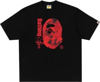 A Bathing Ape Floral Solid Camo Ape Head Relaxed Fit Tee Black 1K80-110-315-BLACK