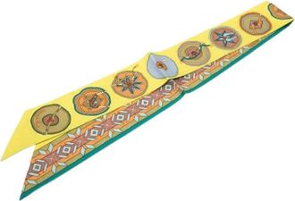 Herm&egrave;s Pre-owned Scarves, female, Yellow, Size: ONE SIZE Pre-owned Silk Scarf