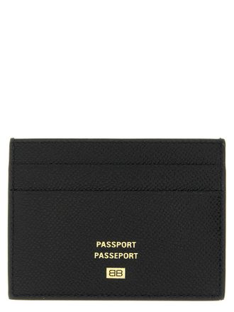 Balenciaga Logo-Embossed Leather Card Case - Black