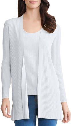 Jones New York Sutton Open Front Rib Knit Cardigan in Natural White at Nordstrom, Size Medium