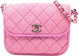 Chanel Pre-owned Denim Crossbody Tas - Dames - Vintage Schoudertas - Roze - ONE Size - Denim - Vintage