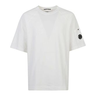 C.P. Company T-Shirts, male, White, Size: XL Short Sleeve Raglan Lens Pocket Tee