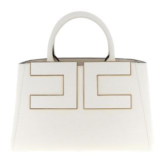 Elisabetta Franchi Maxi Logo Shopping Bag - Dames - Handtassen - Wit - ONE Size - Leer - Tassen