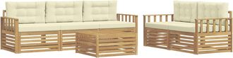 vidaXL Conjunto De Sof&aacute;s De Exterior 6 Uds. Blanco Y Crema Vidaxl